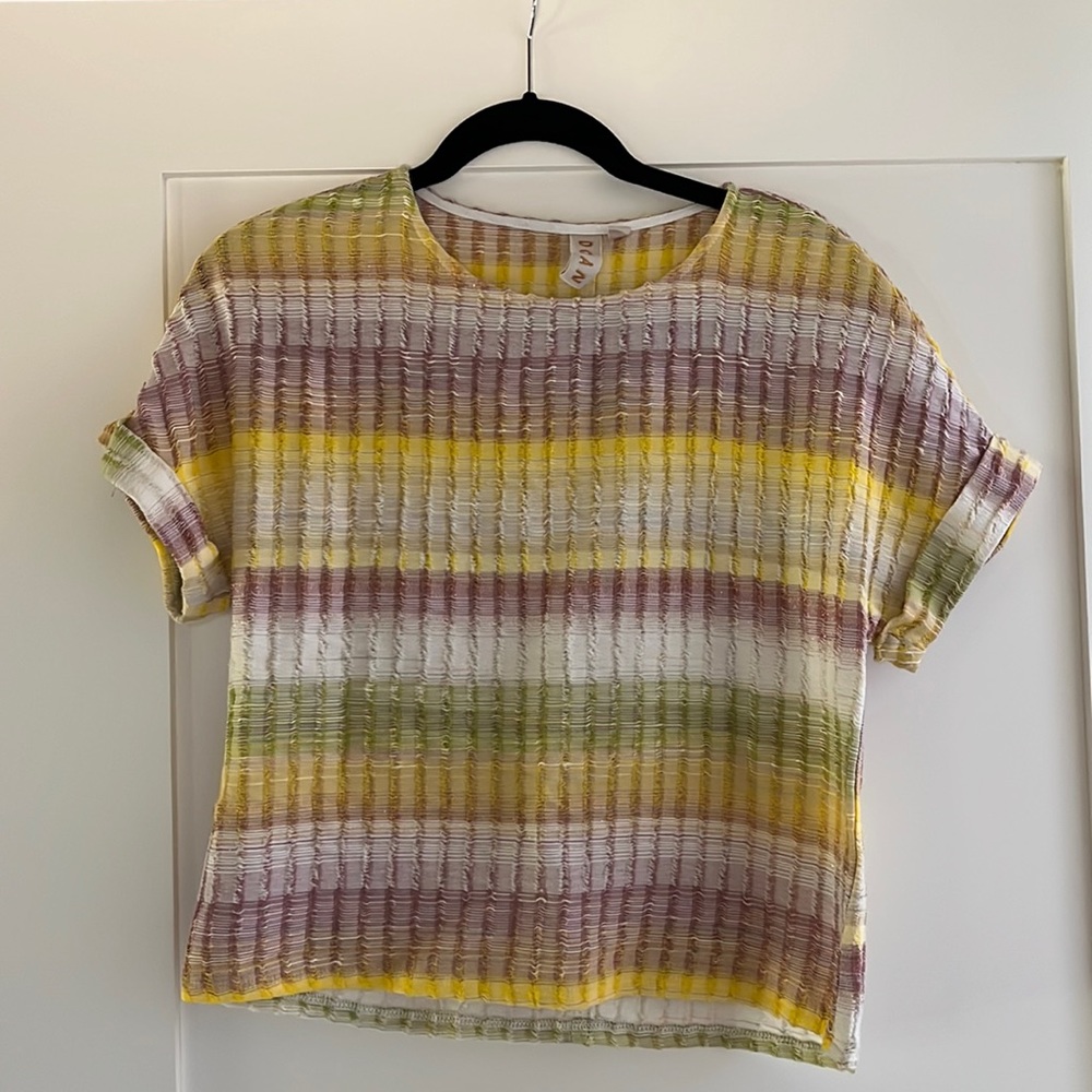 Anthropologie Dolan short sleeve blouse XS with metallic thread detail